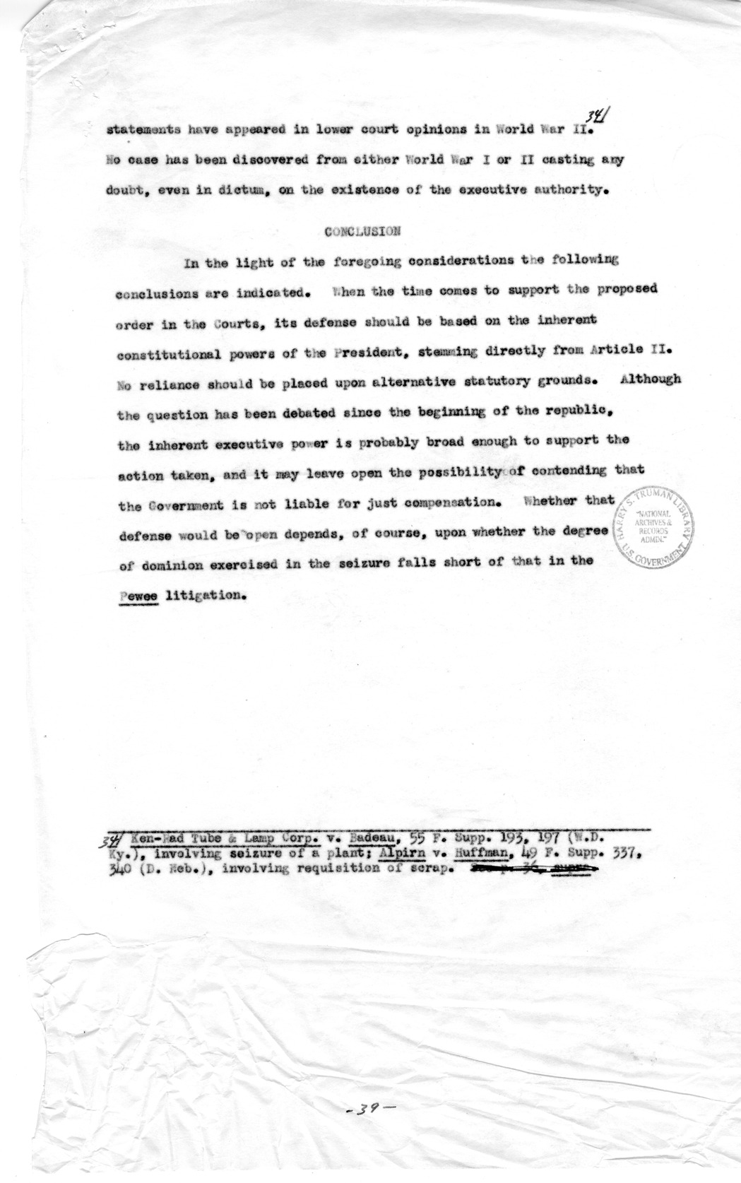 Memorandum to Assistant Attorney General Holmes Baldridge
