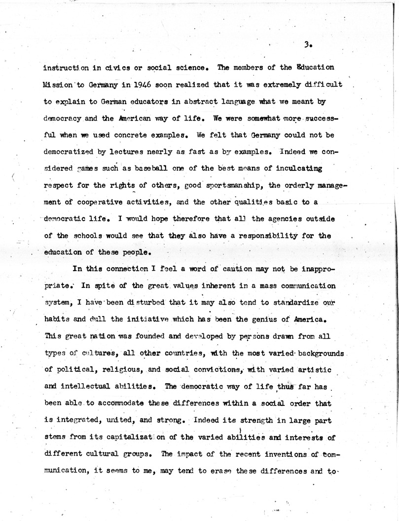 Statement By Commissioner Of Education Earl McGrath at a Meeting of the Displaced Persons Commission, Education and Americanization of the Newly Arrived Immigrant