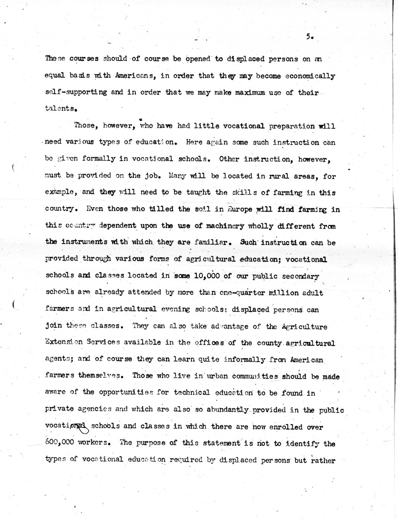 Statement By Commissioner Of Education Earl McGrath at a Meeting of the Displaced Persons Commission, Education and Americanization of the Newly Arrived Immigrant