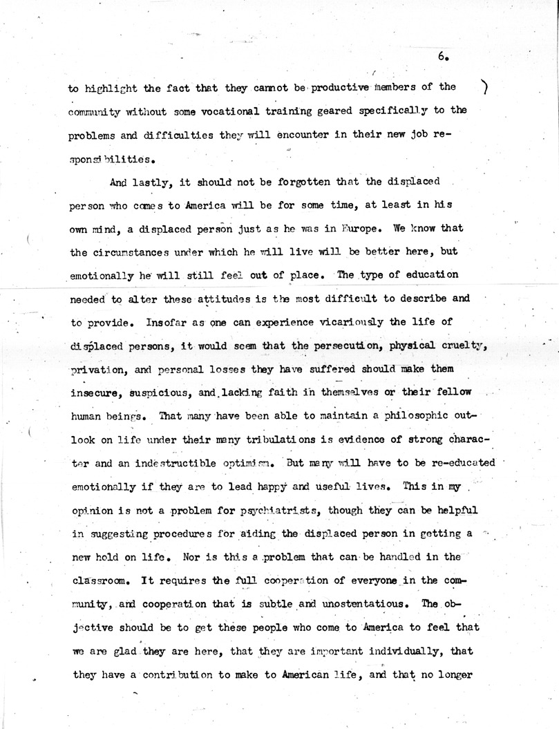 Statement By Commissioner Of Education Earl McGrath at a Meeting of the Displaced Persons Commission, Education and Americanization of the Newly Arrived Immigrant