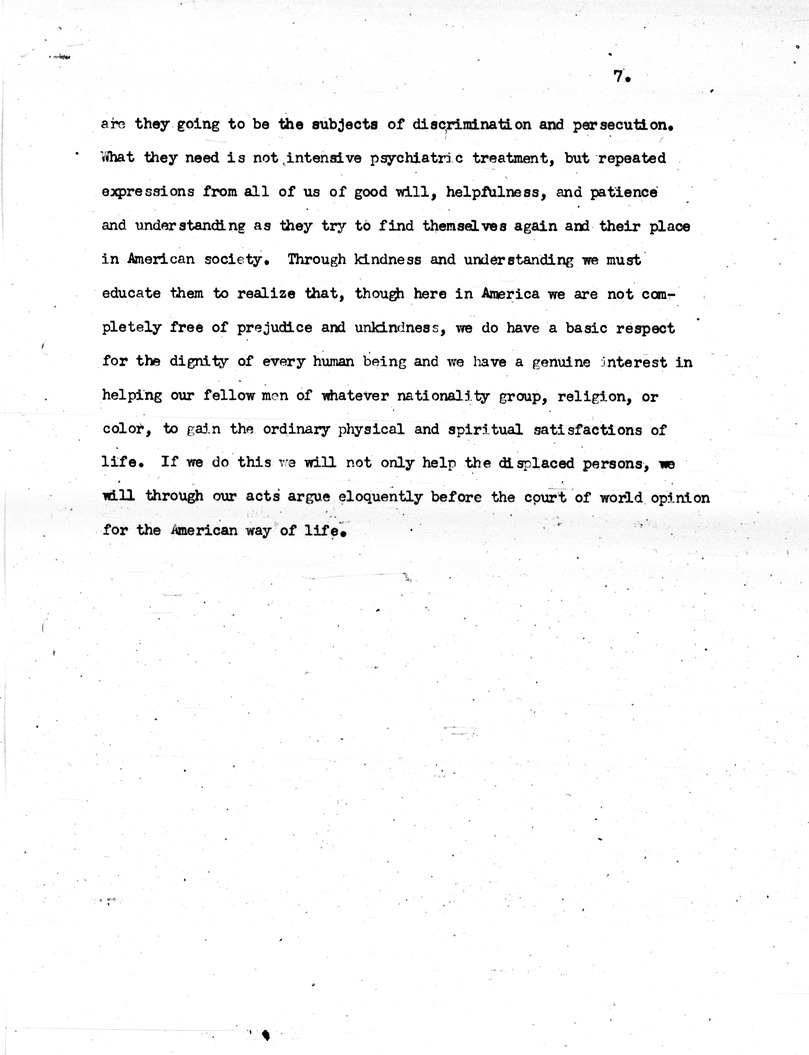 Statement By Commissioner Of Education Earl McGrath at a Meeting of the Displaced Persons Commission, Education and Americanization of the Newly Arrived Immigrant