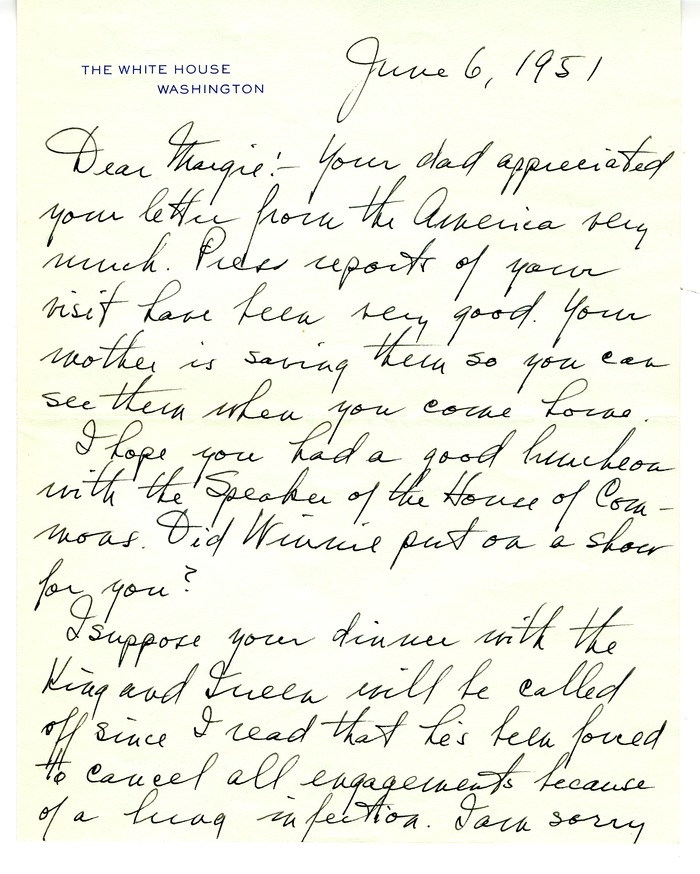 Letter from Harry S. Truman to Margaret Truman