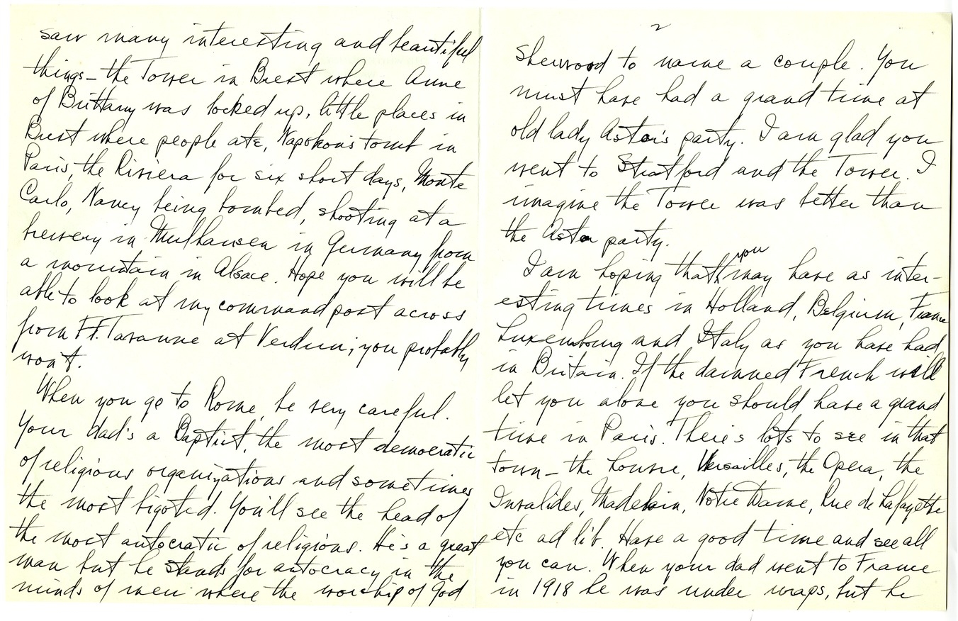 Letter from Harry S. Truman to Margaret Truman