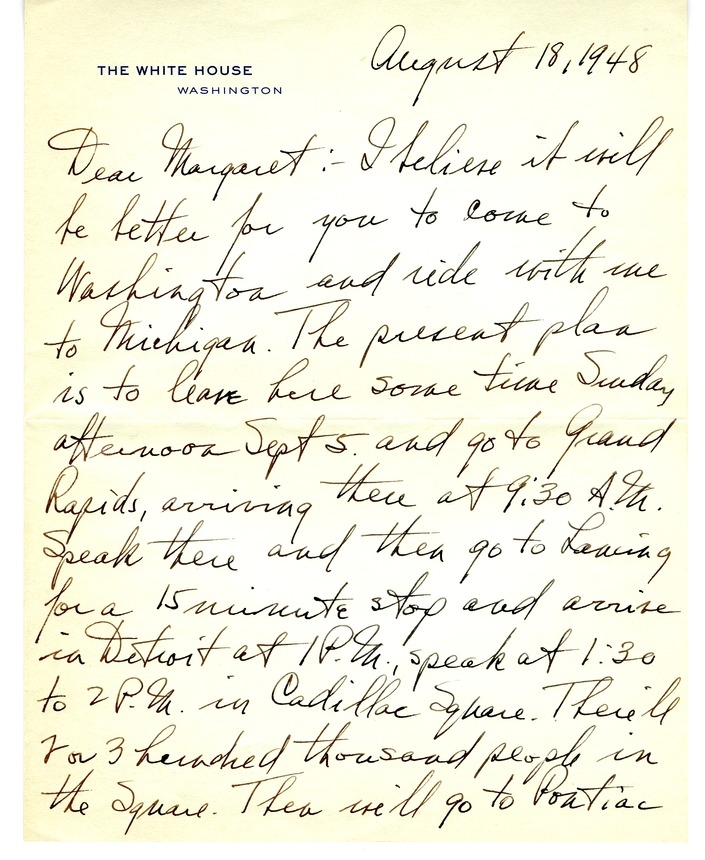 Letter from Harry S. Truman to Margaret Truman