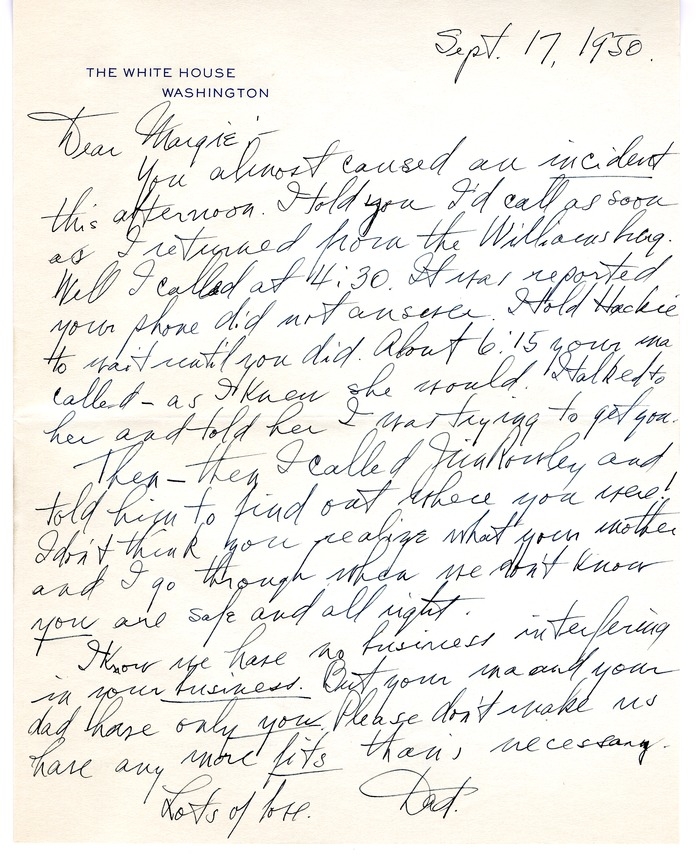 Letter from Harry S. Truman to Margaret Truman