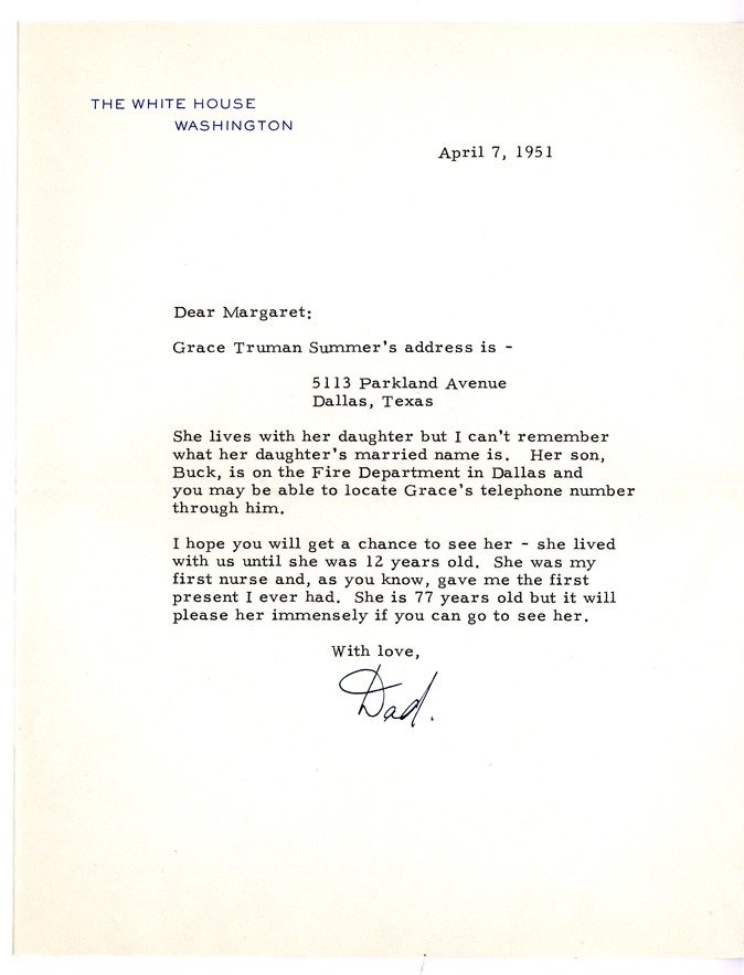 Letter from Harry S. Truman to Margaret Truman