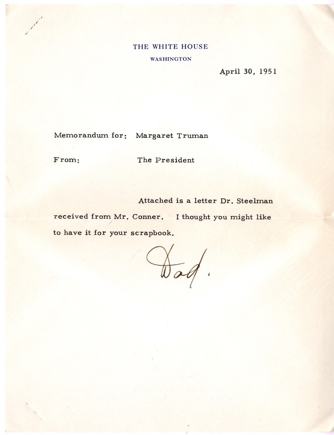 Memorandum from Harry S. Truman to Margaret Truman
