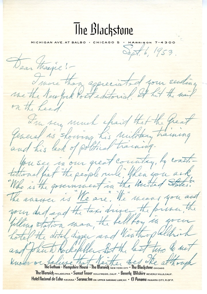 Letter from Harry S. Truman to Margaret Truman
