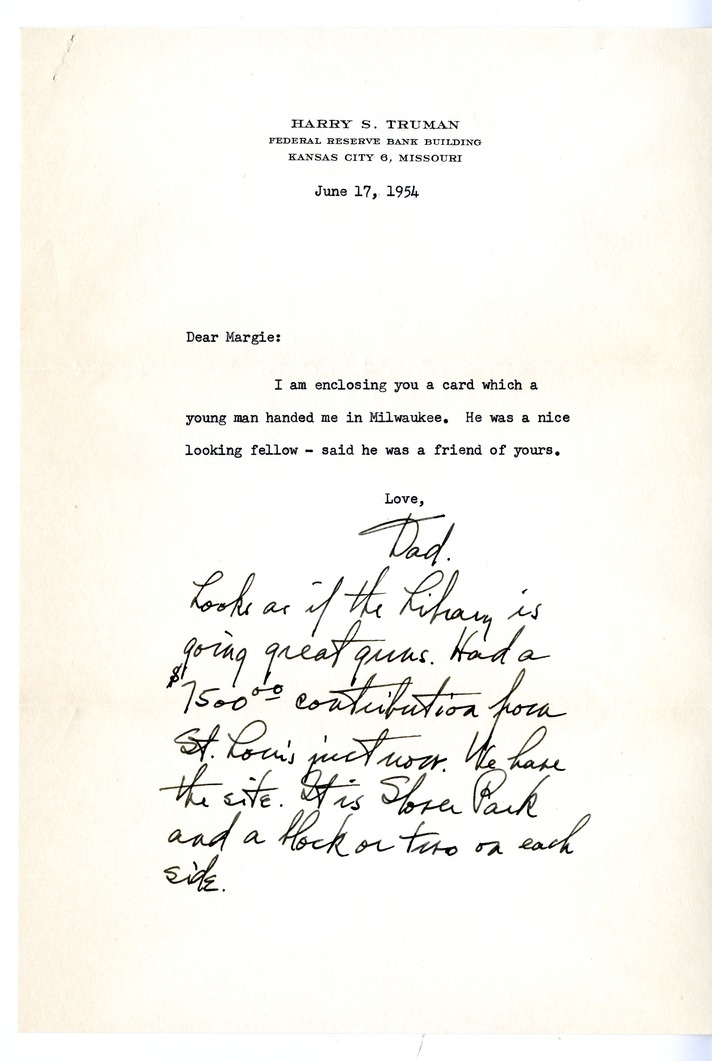 Letter from Harry S. Truman to Margaret Truman