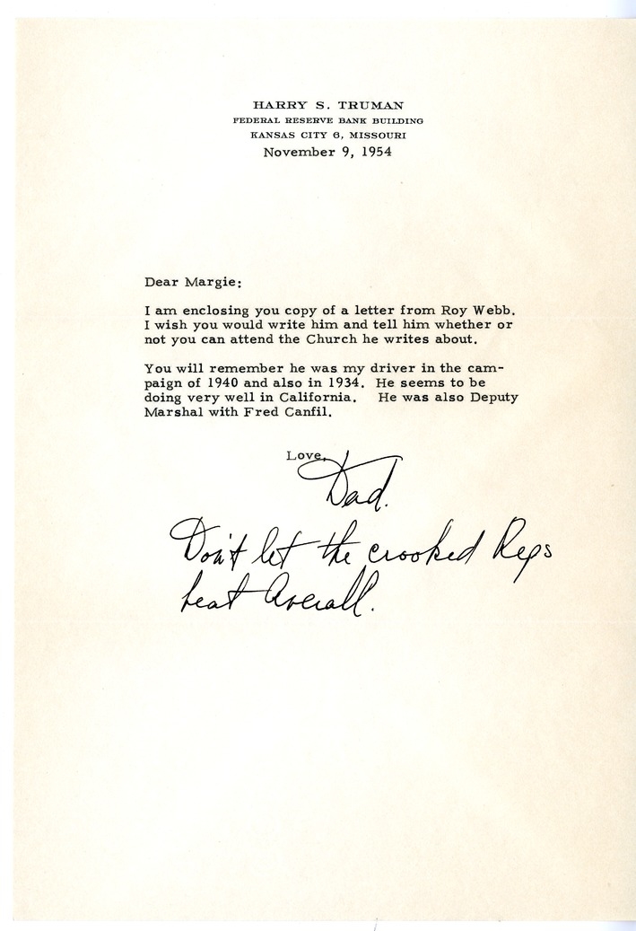 Letter from Harry S. Truman to Margaret Truman
