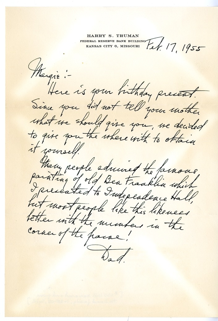 Letter from Harry S. Truman to Margaret Truman