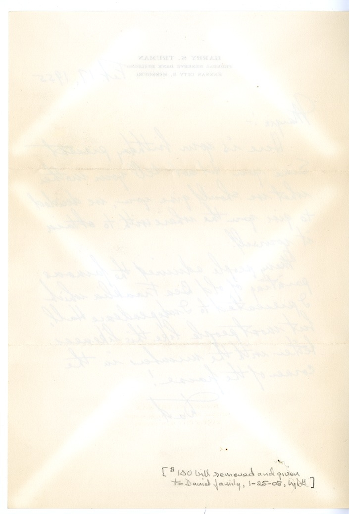 Letter from Harry S. Truman to Margaret Truman