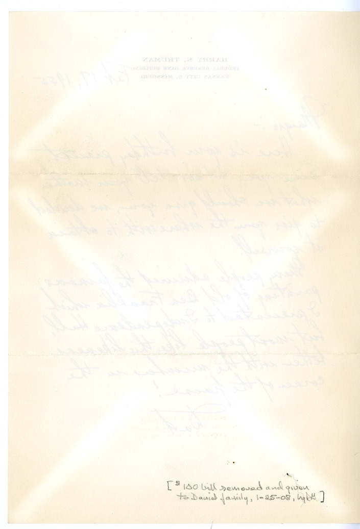 Letter from Harry S. Truman to Margaret Truman