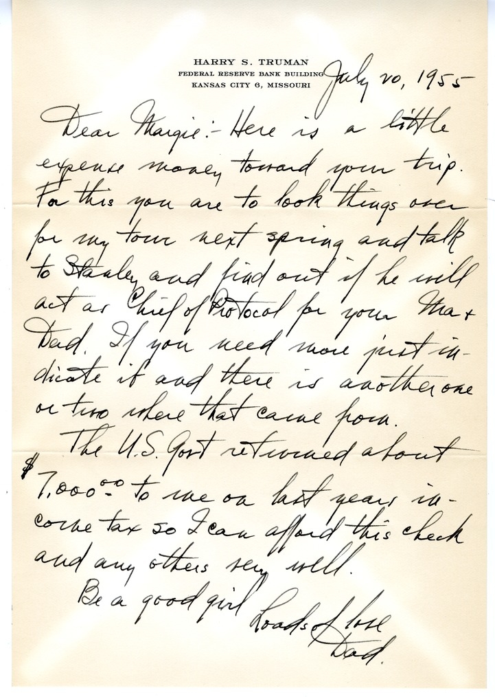 Letter from Harry S. Truman to Margaret Truman