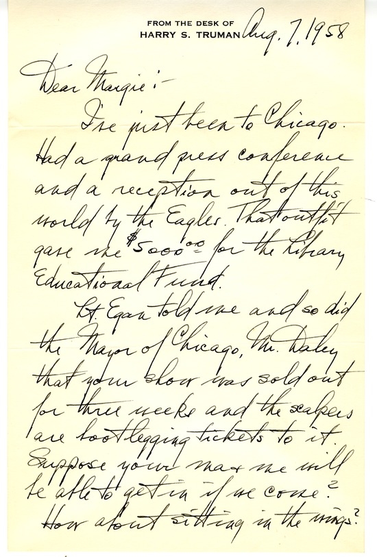 Letter from Harry S. Truman to Margaret Truman