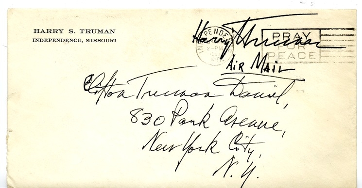 Letter from Harry S. Truman to Clifton Truman Daniel