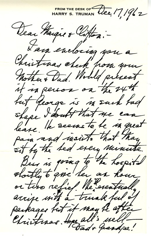 Letter from Harry S. Truman to Margaret Truman