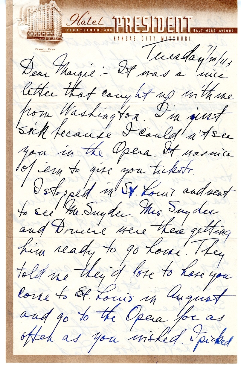 Letter from Harry S. Truman to Margaret Truman