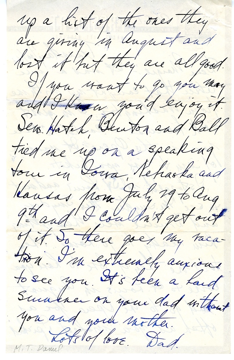 Letter from Harry S. Truman to Margaret Truman