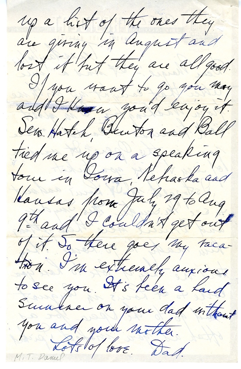 Letter from Harry S. Truman to Margaret Truman