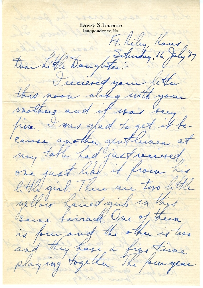 Letter from Harry S. Truman to Margaret Truman