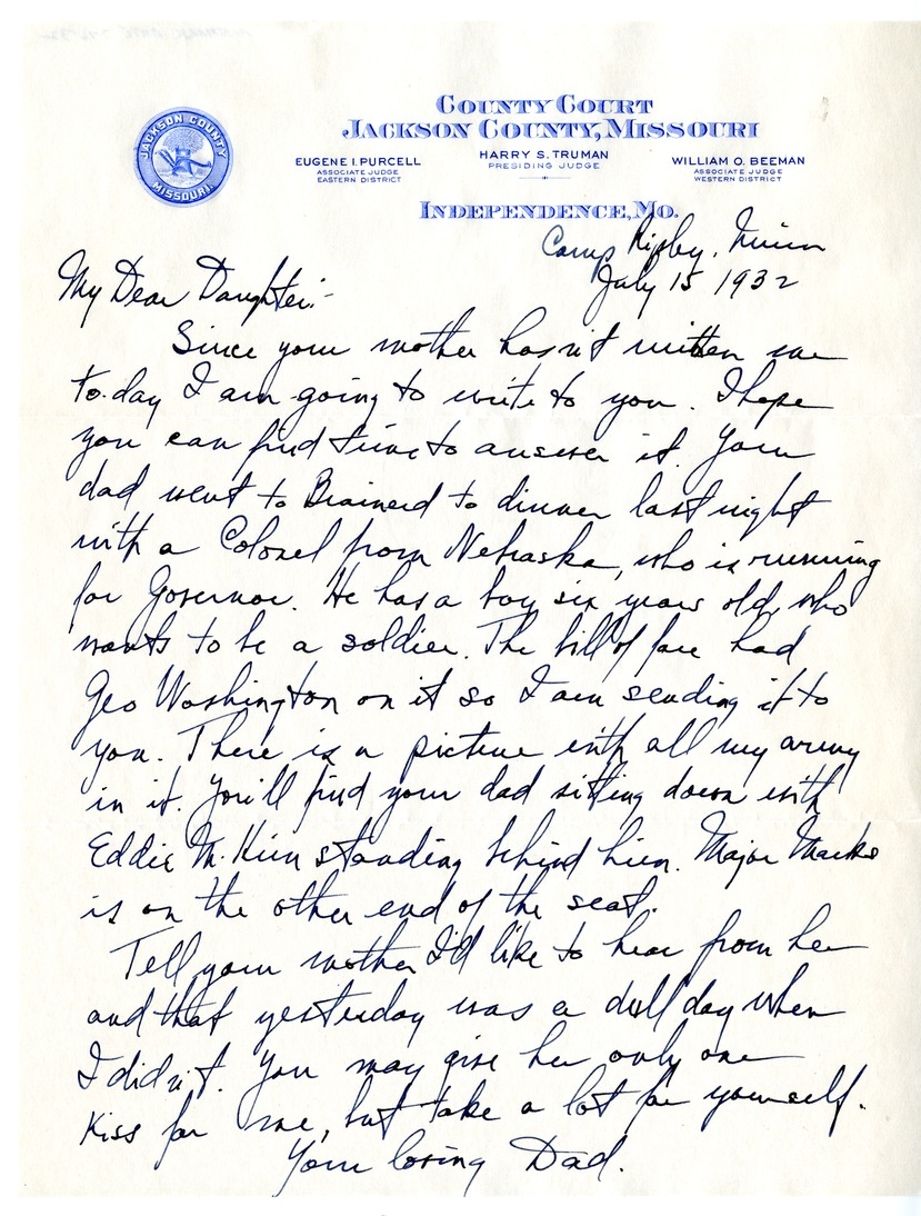 Letter from Harry S. Truman to Margaret Truman