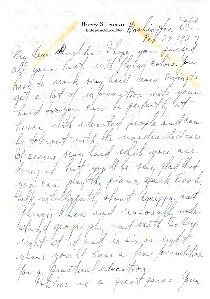 Letter from Harry S. Truman to Margaret Truman