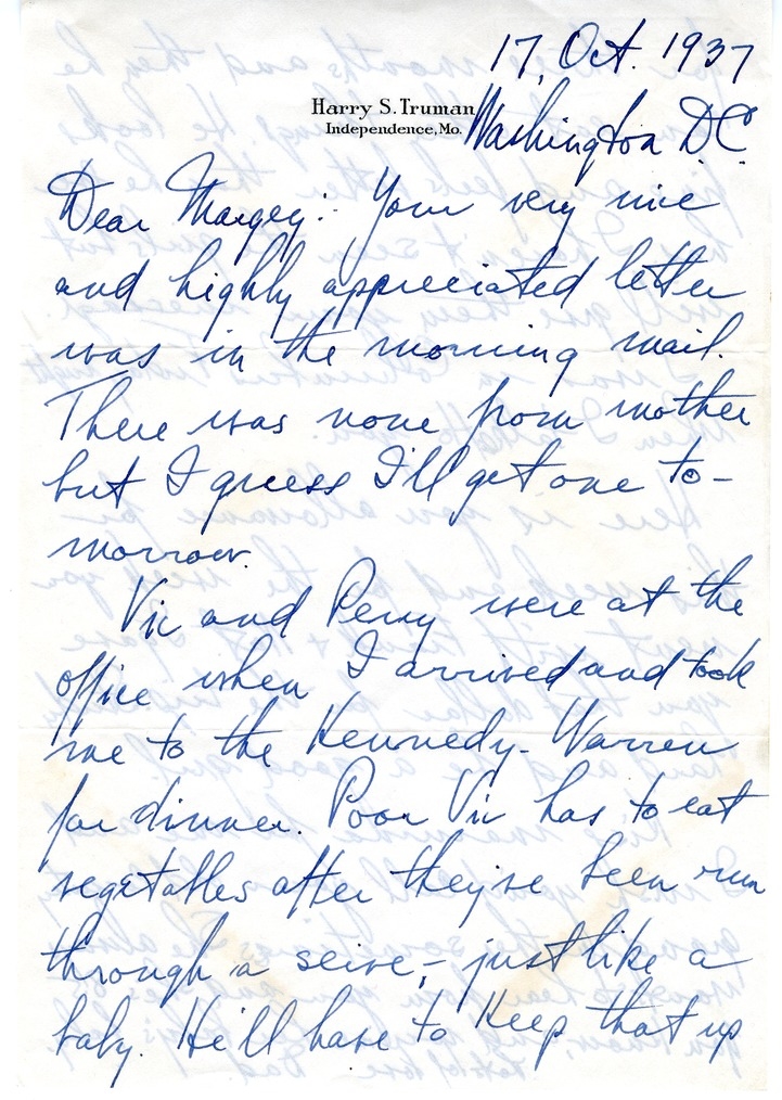 Letter from Harry S. Truman to Margaret Truman