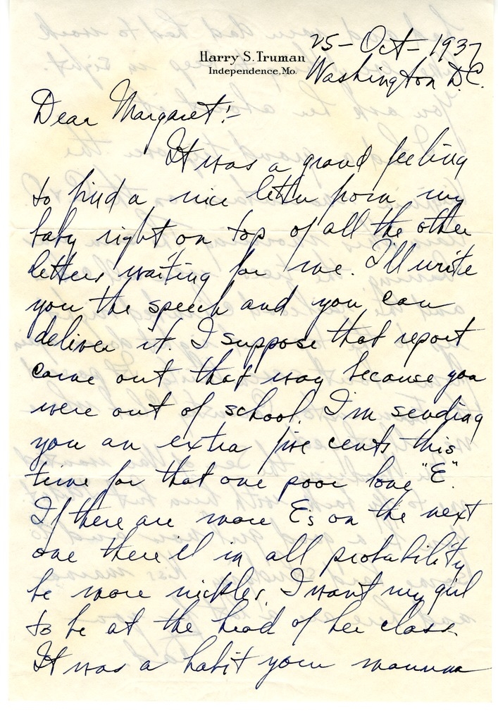Letter from Harry S. Truman to Margaret Truman