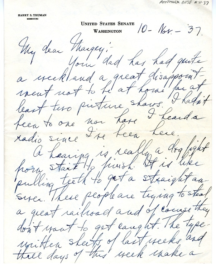 Letter from Harry S. Truman to Margaret Truman