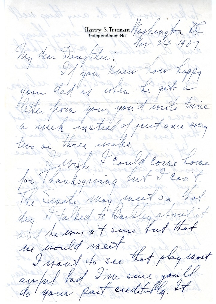 Letter from Harry S. Truman to Margaret Truman