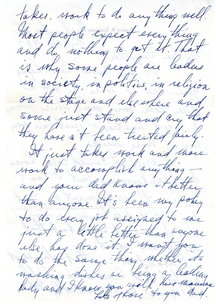 Letter from Harry S. Truman to Margaret Truman