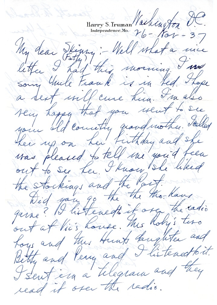 Letter from Harry S. Truman to Margaret Truman