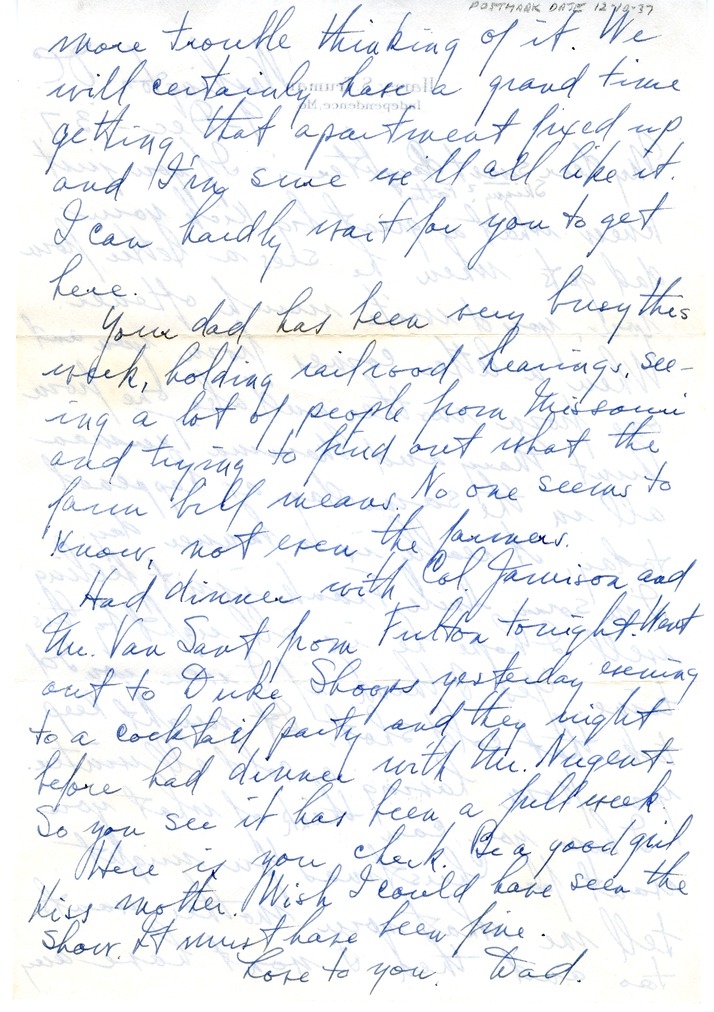 Letter from Harry S. Truman to Margaret Truman