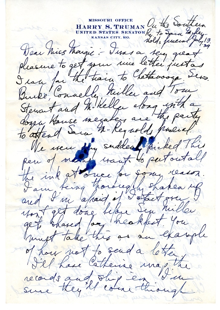 Letter from Harry S. Truman to Margaret Truman