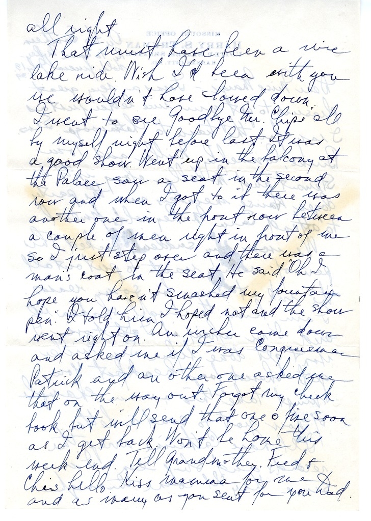 Letter from Harry S. Truman to Margaret Truman