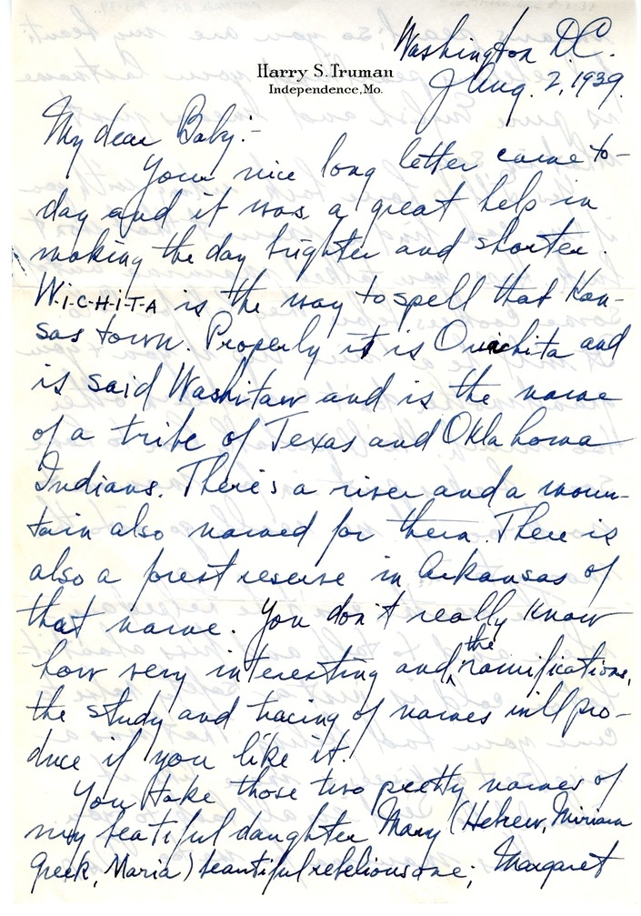 Letter from Harry S. Truman to Margaret Truman