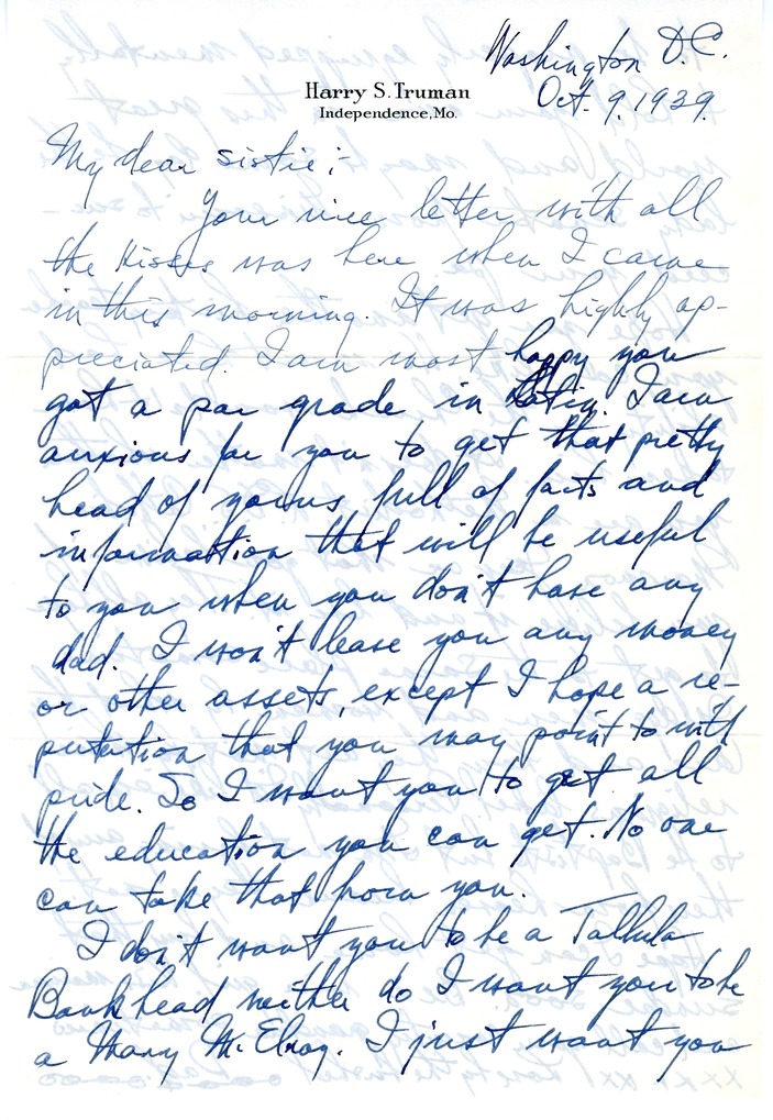 Letter from Harry S. Truman to Margaret Truman