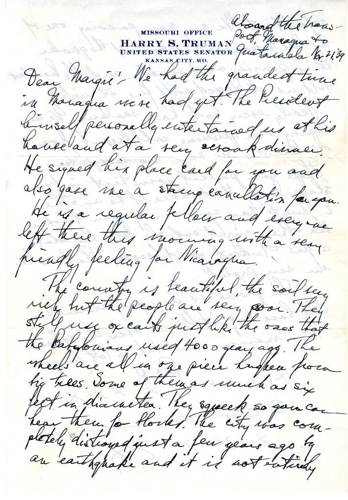 Letter from Harry S. Truman to Margaret Truman