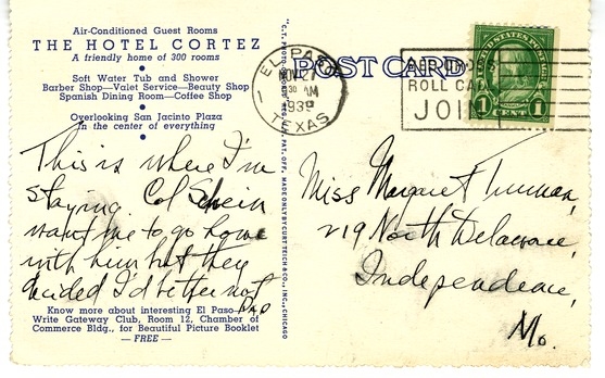 Postcard from Harry S. Truman to Margaret Truman