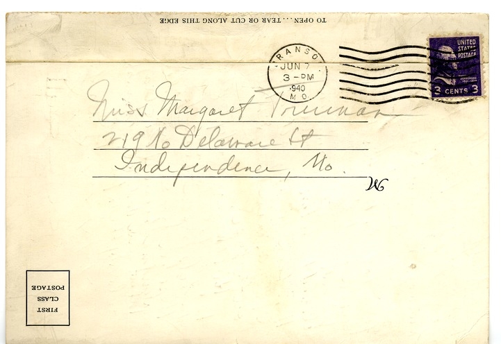 Letter from Harry S. Truman to Margaret Truman