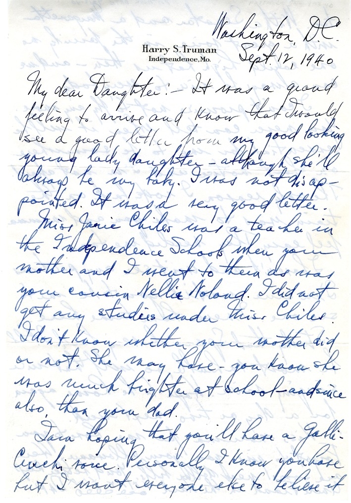 Letter from Harry S. Truman to Margaret Truman