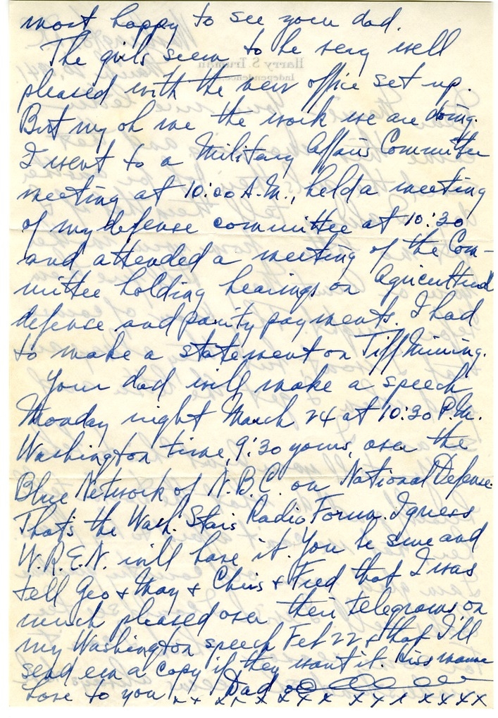 Letter from Harry S. Truman to Margaret Truman