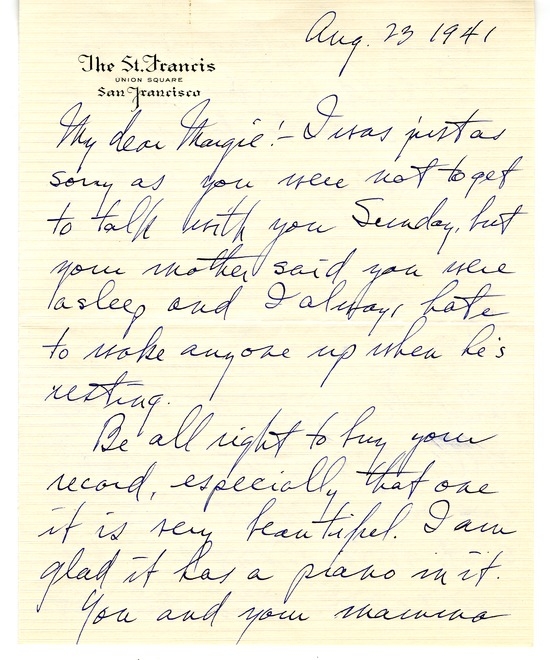 Letter from Harry S. Truman to Margaret Truman