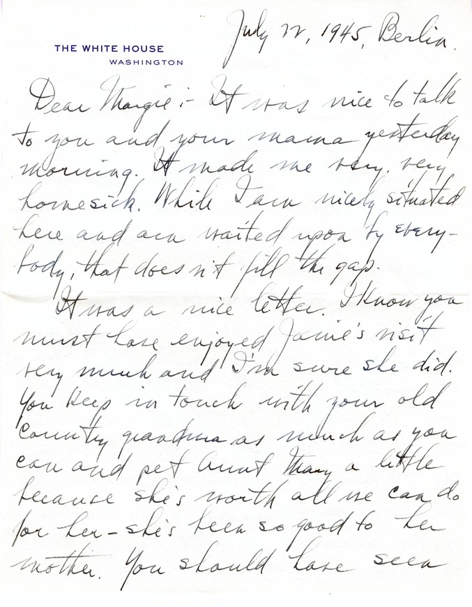 Letter from Harry S. Truman to Margaret Truman