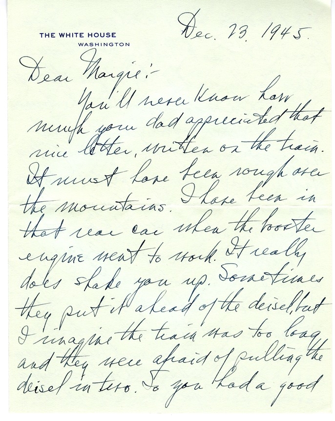 Letter from Harry S. Truman to Margaret Truman