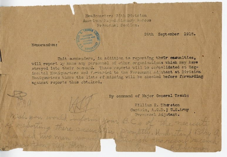 Memorandum from Captain William R. Thurston