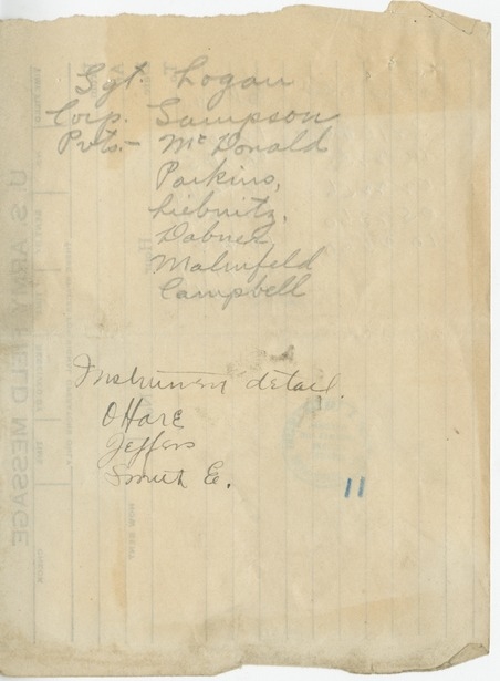 Report, Roster and Soldier Positions of Battery D, 129th Field Artillery, with Handwritten Notes