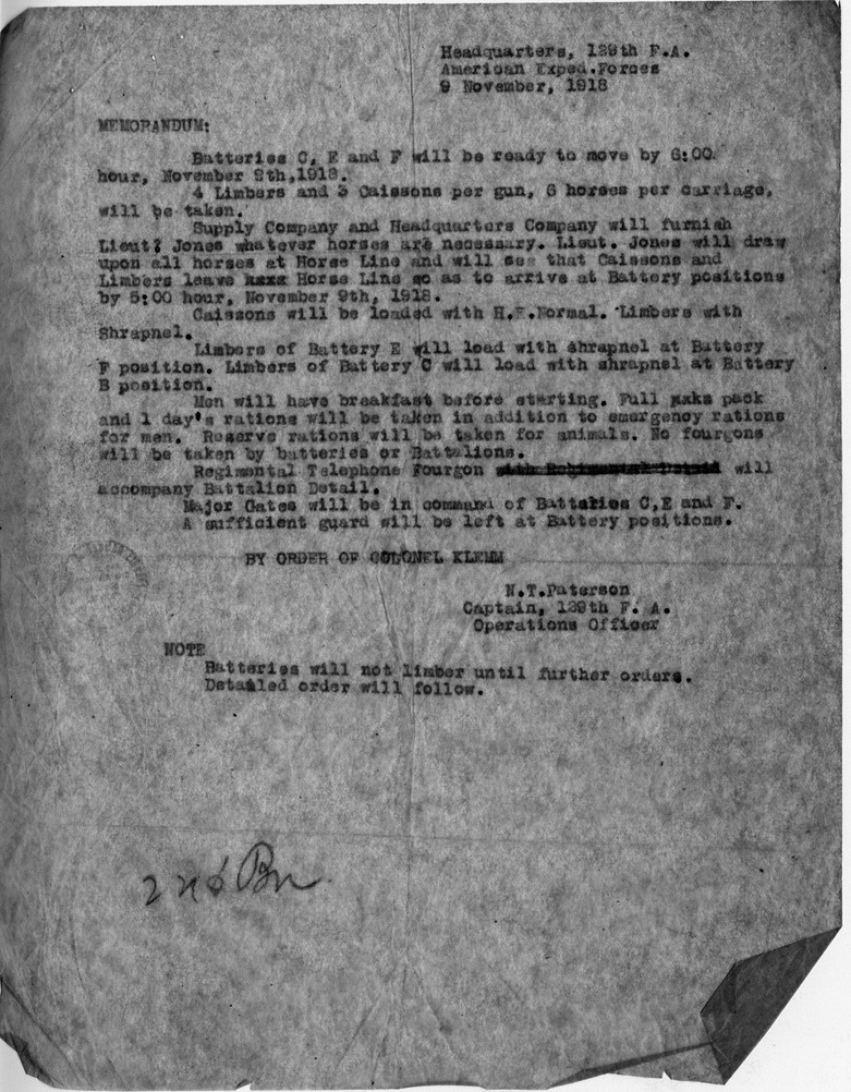 Memorandum from Captain Newell T. Paterson