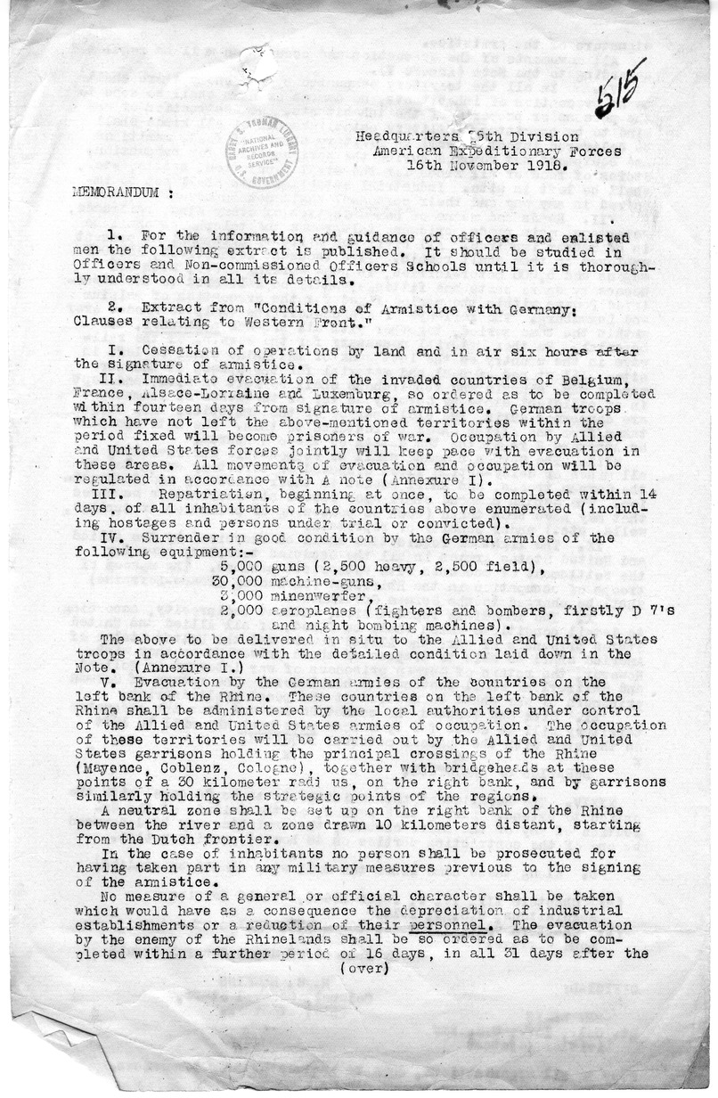 Memorandum from Colonel H. S. Hawkins